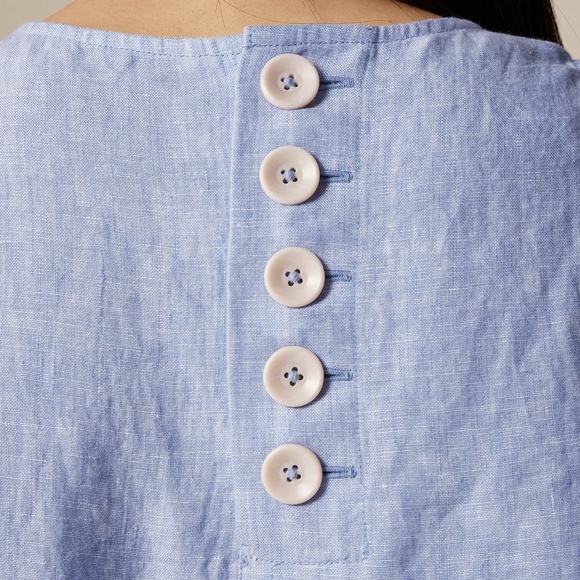 New JCREW Size XXS Maxine Button-Back Dress in Linen French Blue $128 BY820 - Picture 2 of 5
